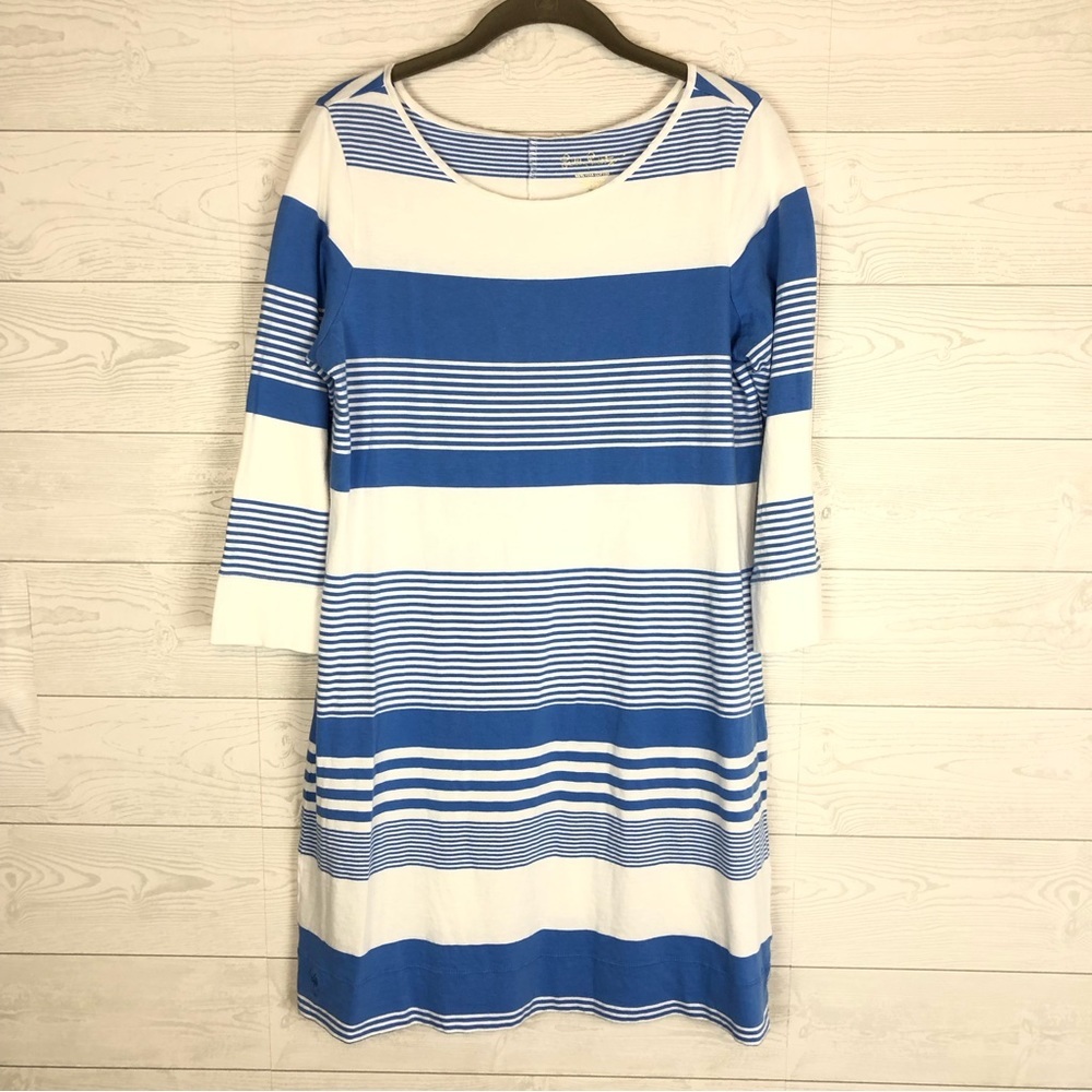 LILLY PULITZER MARLOWE SHIFT DRESS BLUE WHITE STRIPED BAY PARADISE SIZE MEDIUM